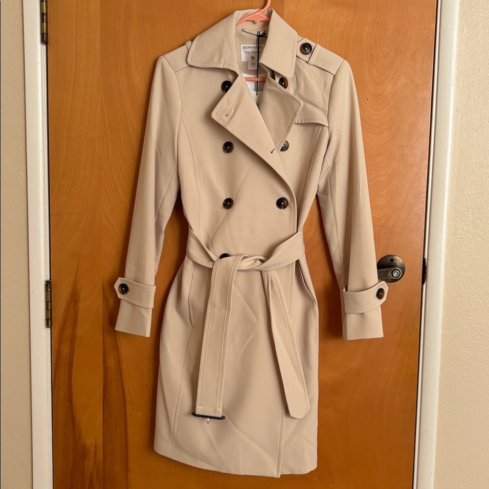 Bernardo Beige Double-Breasted Trench Coat